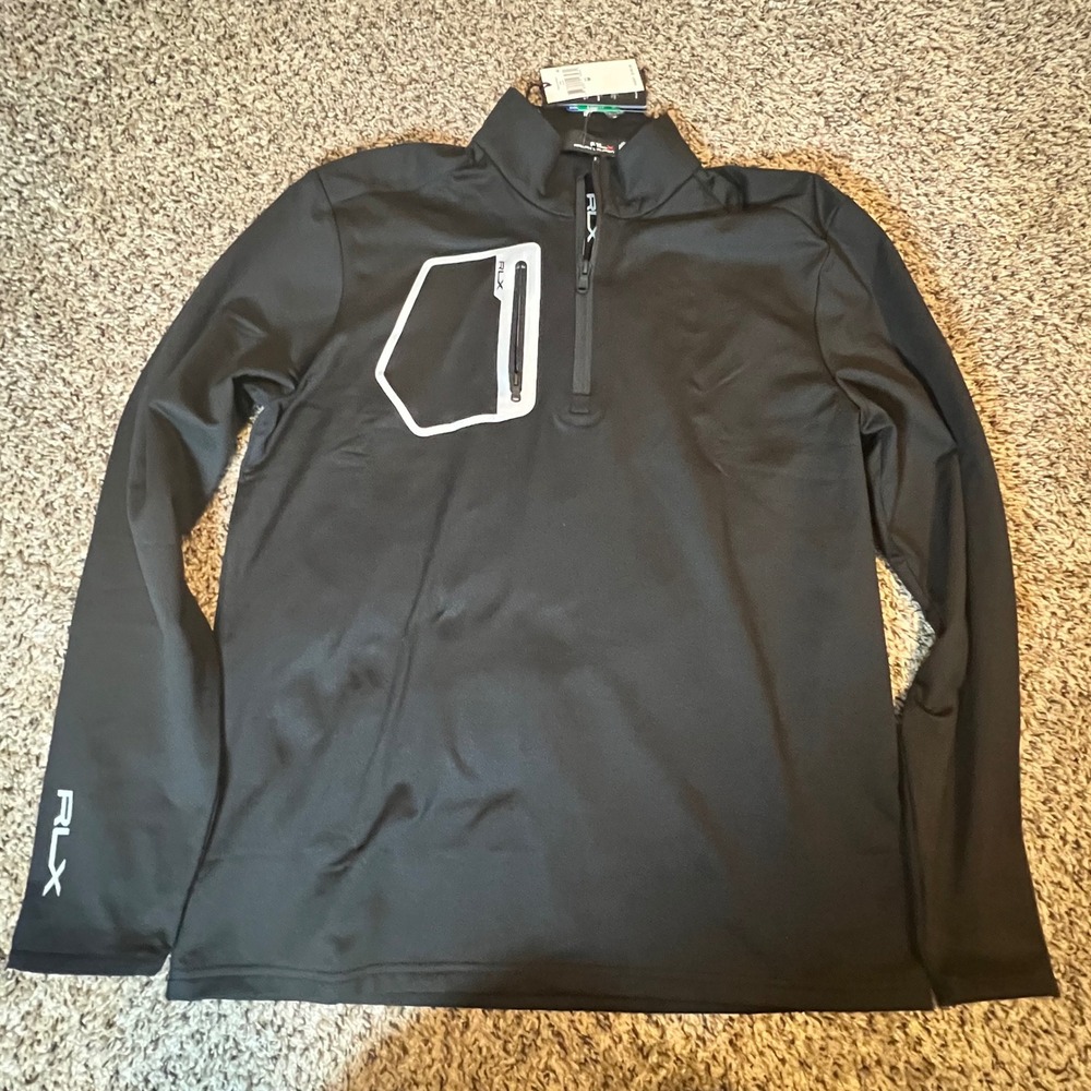 RLX Ralph Lauren Mens Black Quarter Zip Performance Pullover 785871471001 Size M